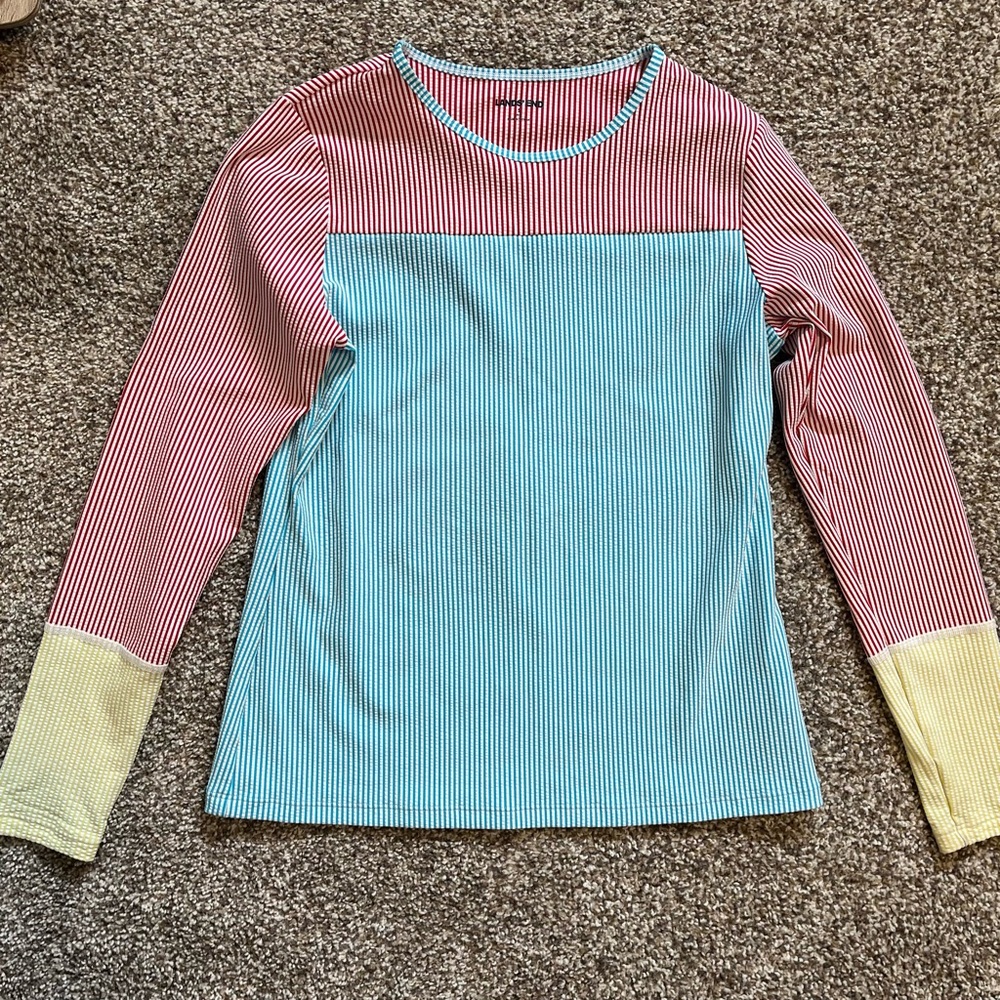 Land’s End Rash Guard SPF Seersucker Style Women’s Swim Small